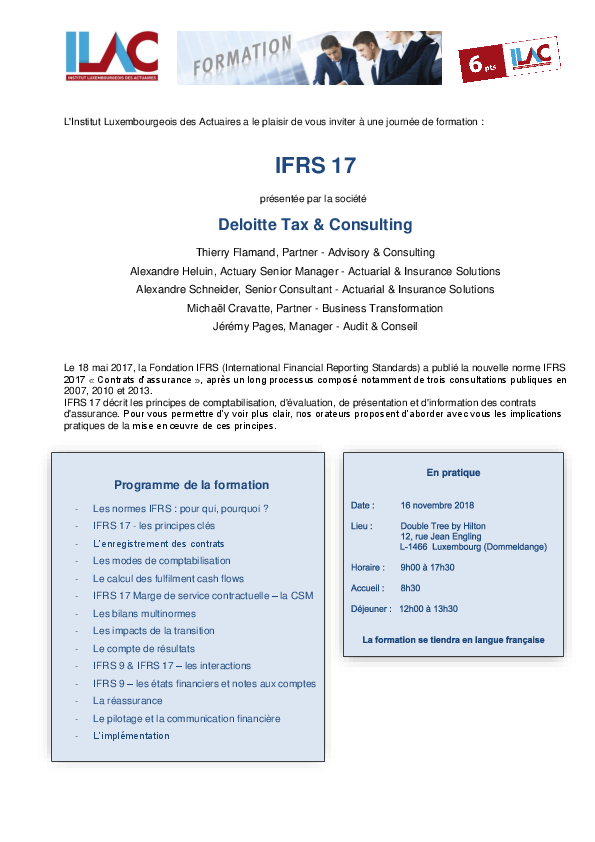 2018 11 16 Formation IFRS17